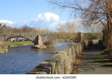 Old Bridge Over The River Esk In Late Autumn