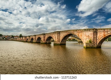 Old Bridge Over River Tweed In Summer