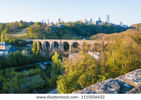 Old Bridge in the park in Luxembourg in a summer day
