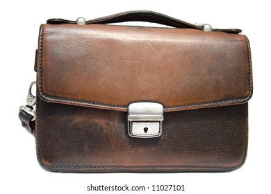 Old Brief Case On Isolated Background