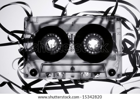 Old broken audio tape cassette