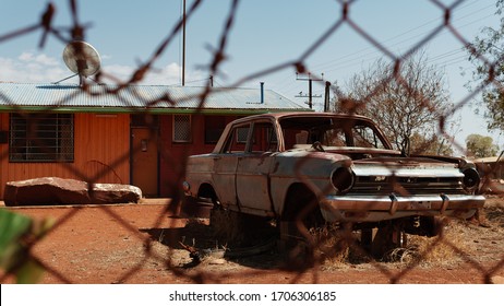 Old Broken Car In Aboriginal Community In The Australian Desert