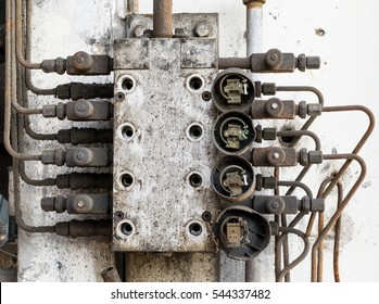 old broken  hydraulic control