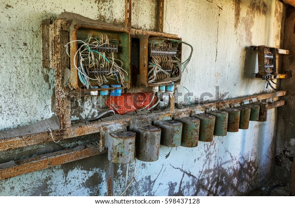 Old Broken Switchboard Interior Destroyed Manufacturing Stock Photo ...