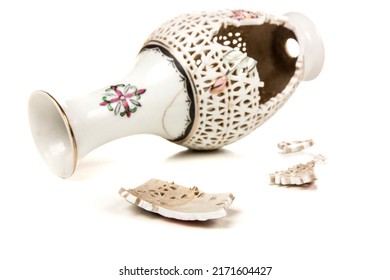 Old Broken Vase Isolated On A White Background