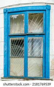 An Old Broken Window In A Wooden House. Renovation Of A House In The Village.
