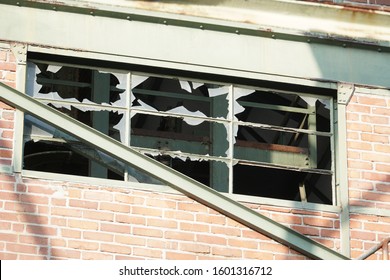 Old Broken Windows Of A Colliery Plant