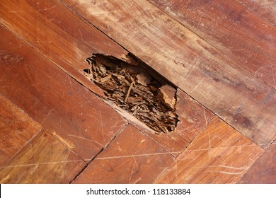 Old And Broken Wood Parquet Floor Surface