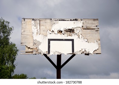 Old Broken Wooden Basketball Backboard