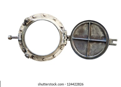 old bronze porthole isolated on white - Shutterstock ID 124422826