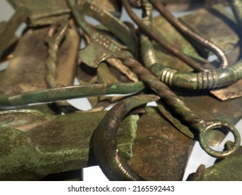 Old Bronze Prehistoric Tools Detail Close Up