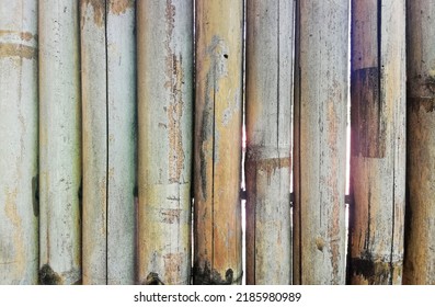 Old Brown Bamboo Background In Close Up