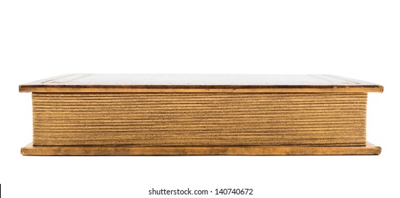 Old Brown Book Isolated Over White Background, Side View