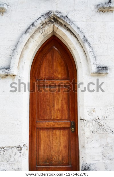Old Brown Church Door On Stone Stock Photo Edit Now 1275462703