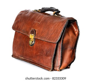 Old Brown Leather Briefcase