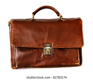 Old Brown Leather Briefcase