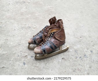 Old Brown Leather Hockey Skates