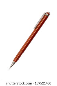 Old Brown Mechanical Pencil, Isolated On White.