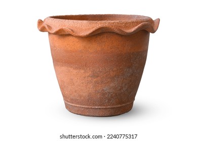Old brown potted plants, spinning pots, isolated on white background.