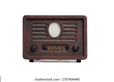 Old brown radio, retro radio without background