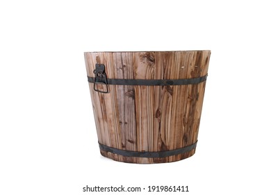 Old Bucket In Wooden Isolated On White 