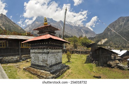 Old Buddhist Shrine In Nepal Near Kanchenjunga