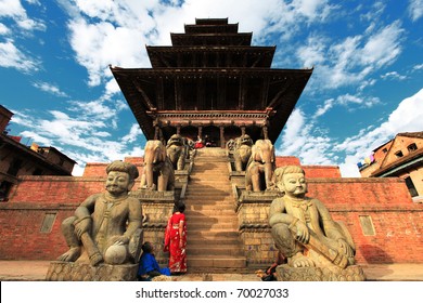 Old buddhistic statues on Bhaktapur Square. Kathmandu, Nepal - Powered by Shutterstock