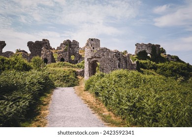 Old building. Castle ruins. Castle ruins in summer time. Old life ruins. Ancient times. Ruins of Medieval Castle. Tourist places in Ireland. Tourism in Ireland. Rock of Dunamase. Celtic Fortification. - Powered by Shutterstock