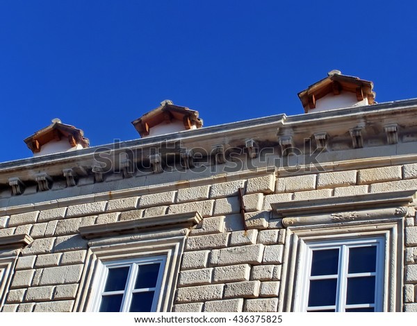 Old Building Dormer Windows Against Glue Stock Photo Edit Now