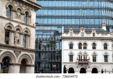 Old Buildings In Front Of A New Building In London