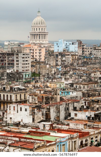 Old buildings in\
the Havana centrum, Cuba.\
