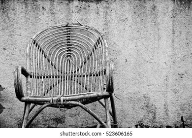 Old Burned By The Sun Chair Abandoned-black And White