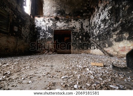 Old burnt out building interior