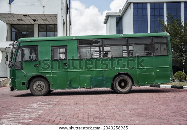 Old\
bus in Dar es Salaam, Tanzania on September 06,\
2021