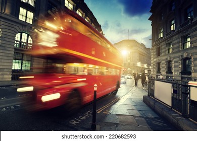 Old Bus On Street Of London