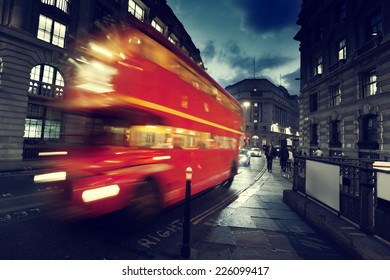 Old Bus On Street Of London