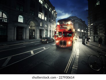 Old Bus On Street Of London