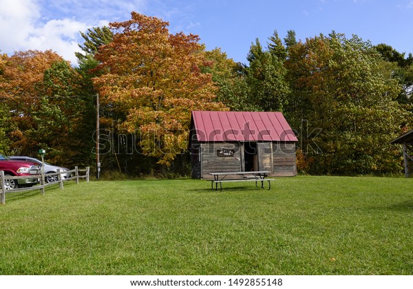 Old Cabin House Sitting Near Autumn Stock Photo Edit Now 1492855148