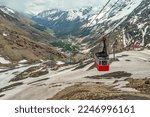 Old cable car on mount Elbrus.