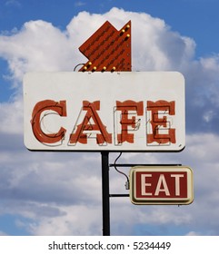 Old Cafe Sign With The Word 