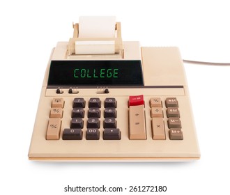 Old Calculator Showing A Text On Display - College