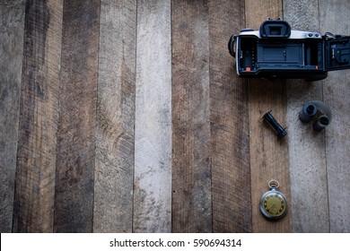old camera on old table