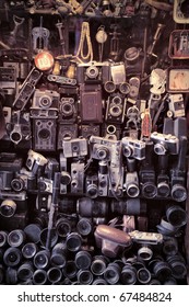 Old cameras in a marketplace