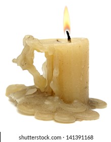 Old Candle Isolated On White Background