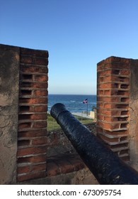 A old canon in a colonial forth.