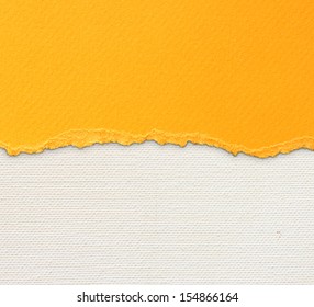 Old Canvas Texture Background With Delicate Stripes Pattern And Orange Vintage Torn Paper 