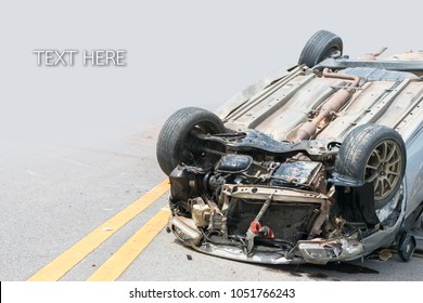 Old Car Accident Scene Upside Down Stock Photo 1051766243 