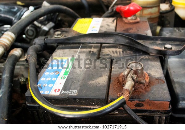 old car battery\
terminal