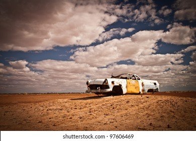 Old Car Body Rusting In The Outback