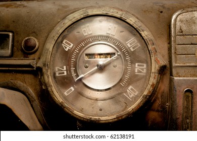 Old Car Dashboard Speedometer